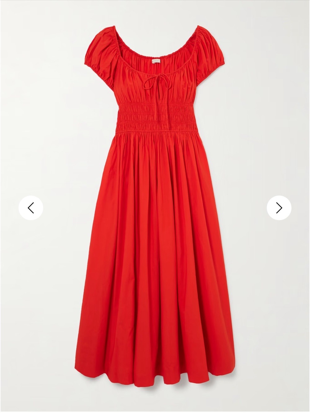 NEW Doen Quinn Red Puff Sleeve Smocked Midi Dress New with tags - Picture 10 of 15